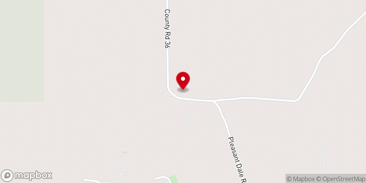 Map showing location of Pleasant Dale Baptist Church