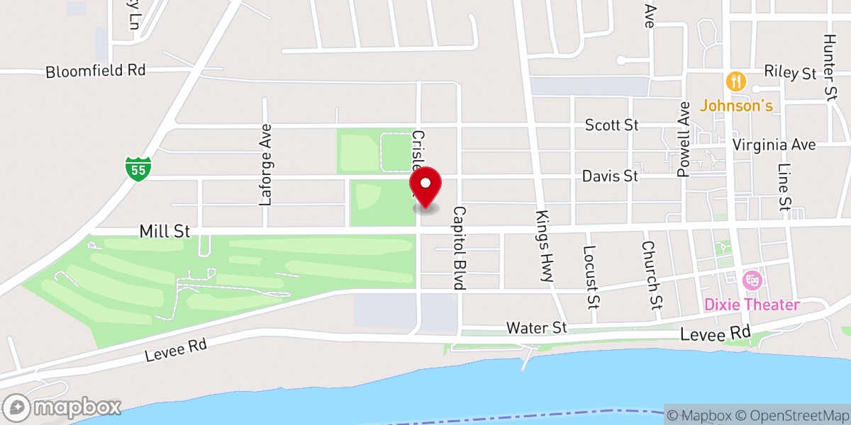 Map showing location of Riverbend Pentecostals
