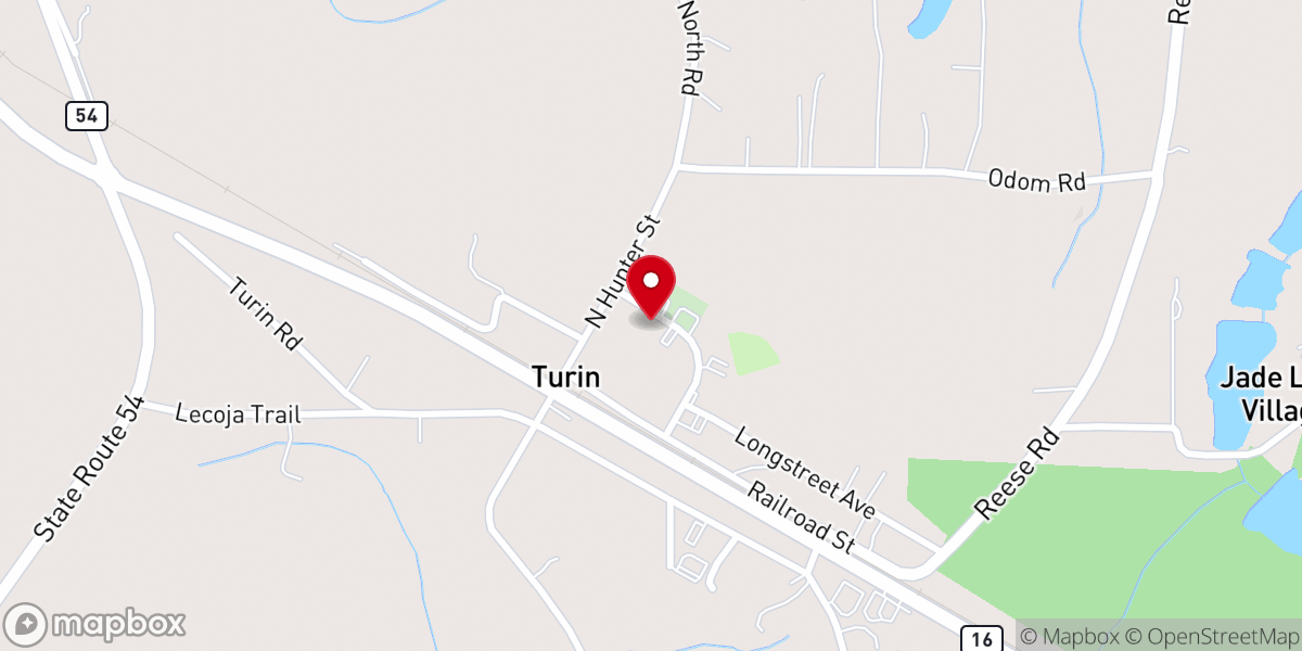 Map showing location of Turin Baptist Church