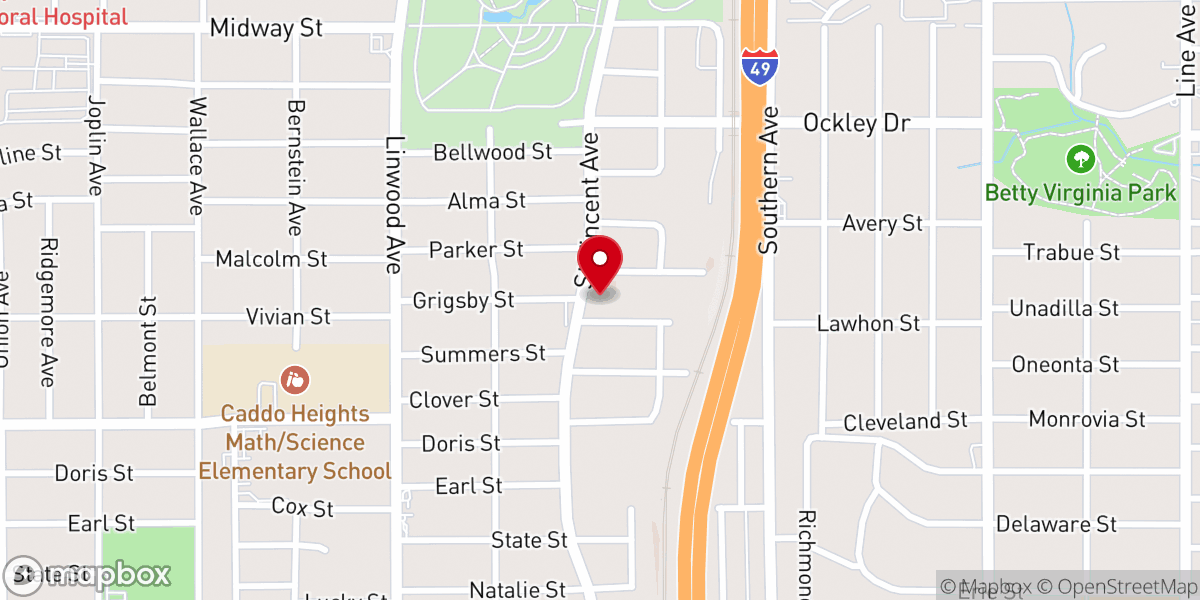 Map showing location of Caddo Heights Baptist Church