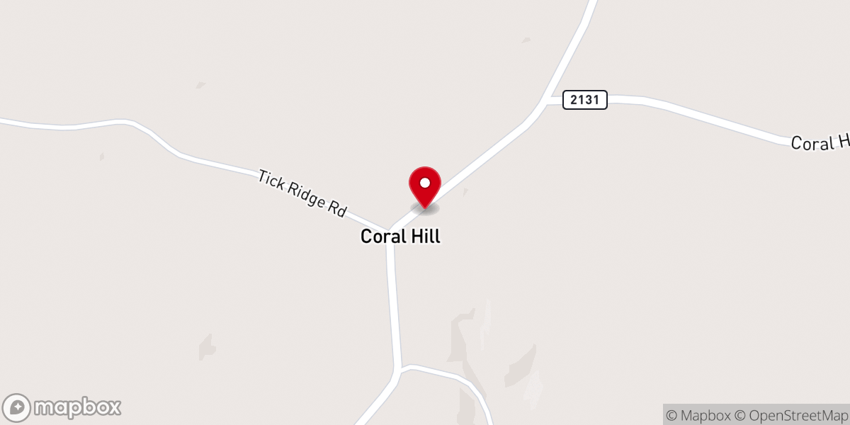 Map showing location of Coral Hill Baptist Church