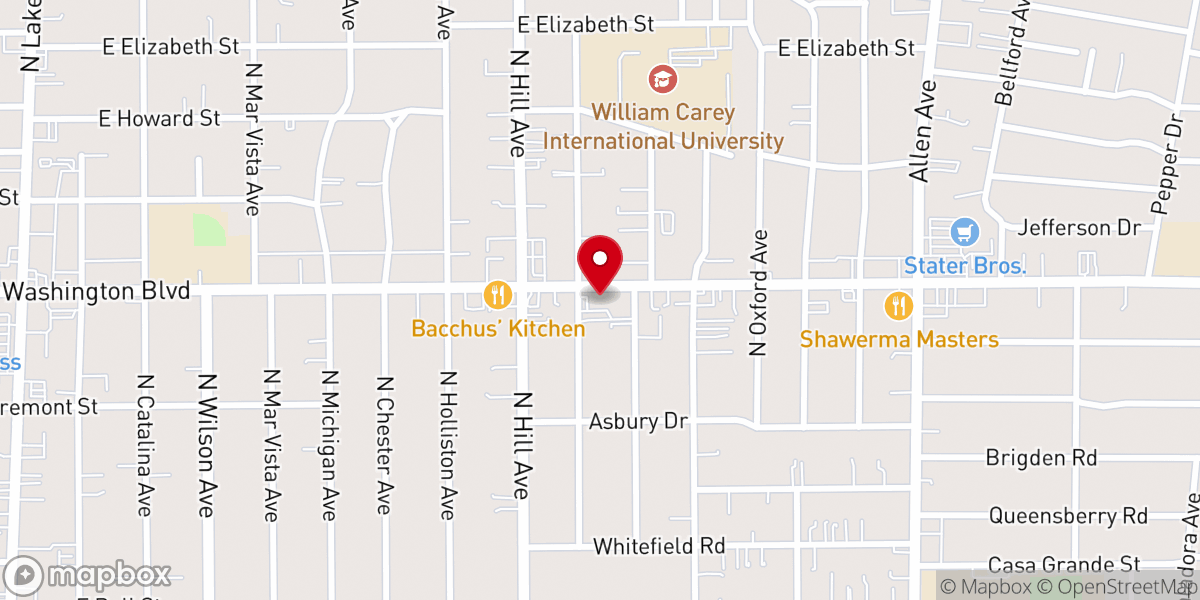 Map showing location of Montrose Church, Pasadena Campus