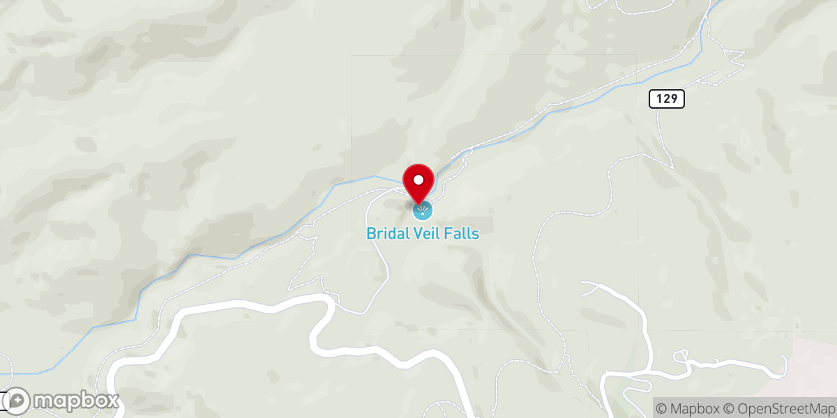 Map showing location of Bridal Veil Falls