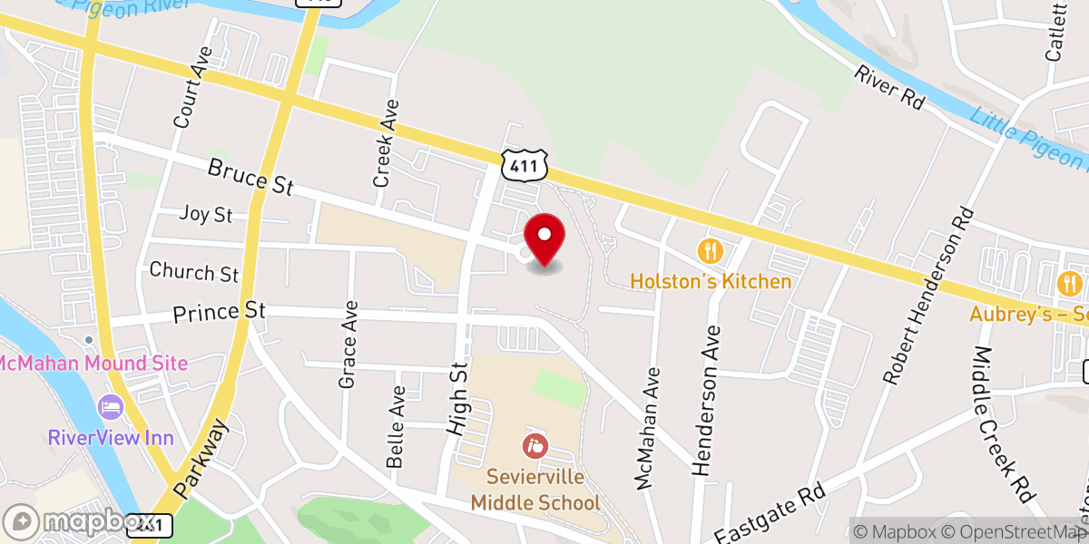 Map showing location of Smoky Mountain Bible Church
