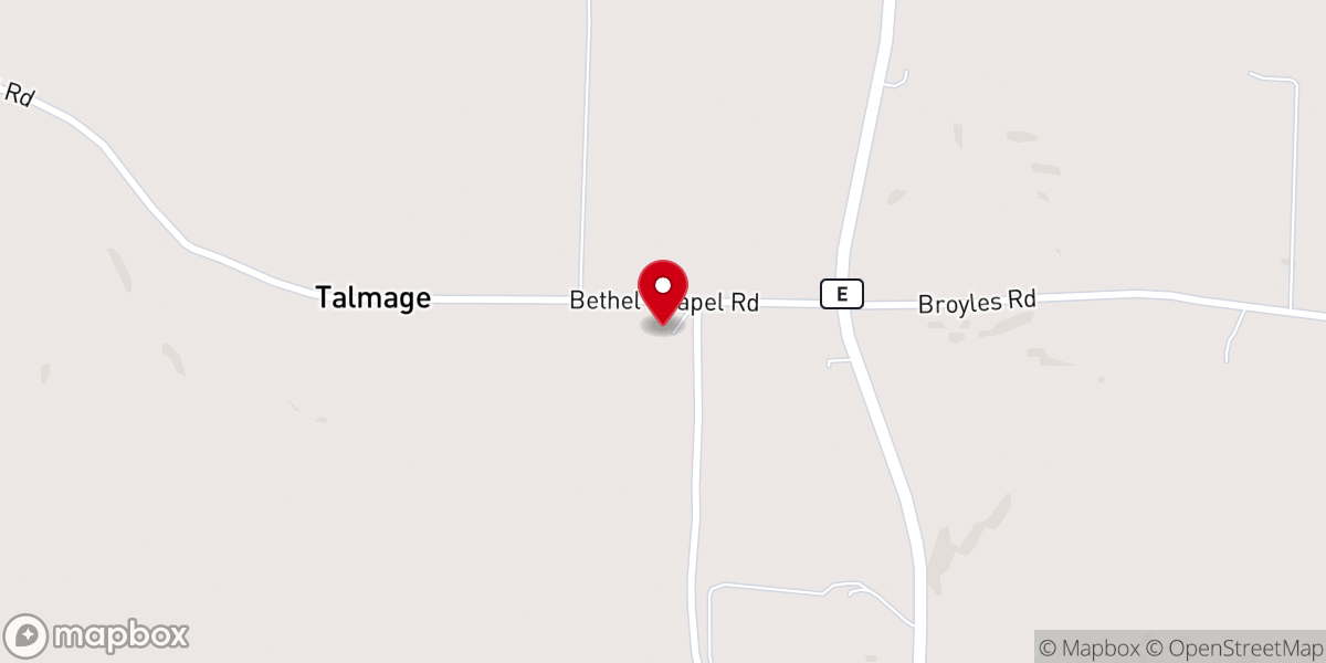 Map showing location of Bethel Church