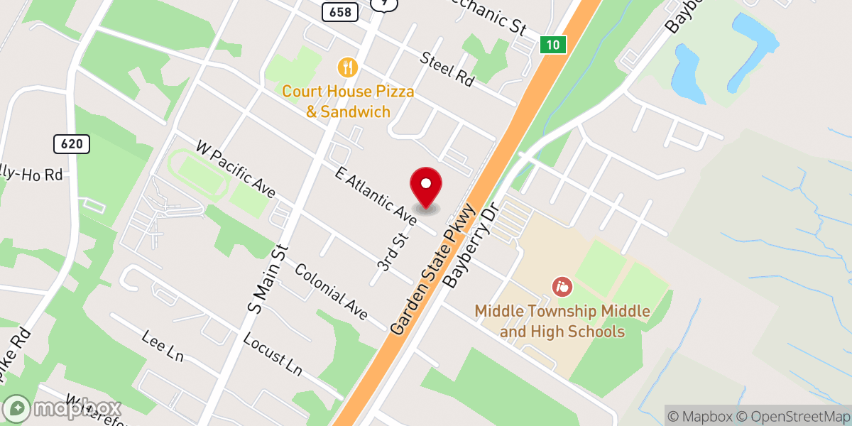 Map showing location of Mt Olive Baptist Church