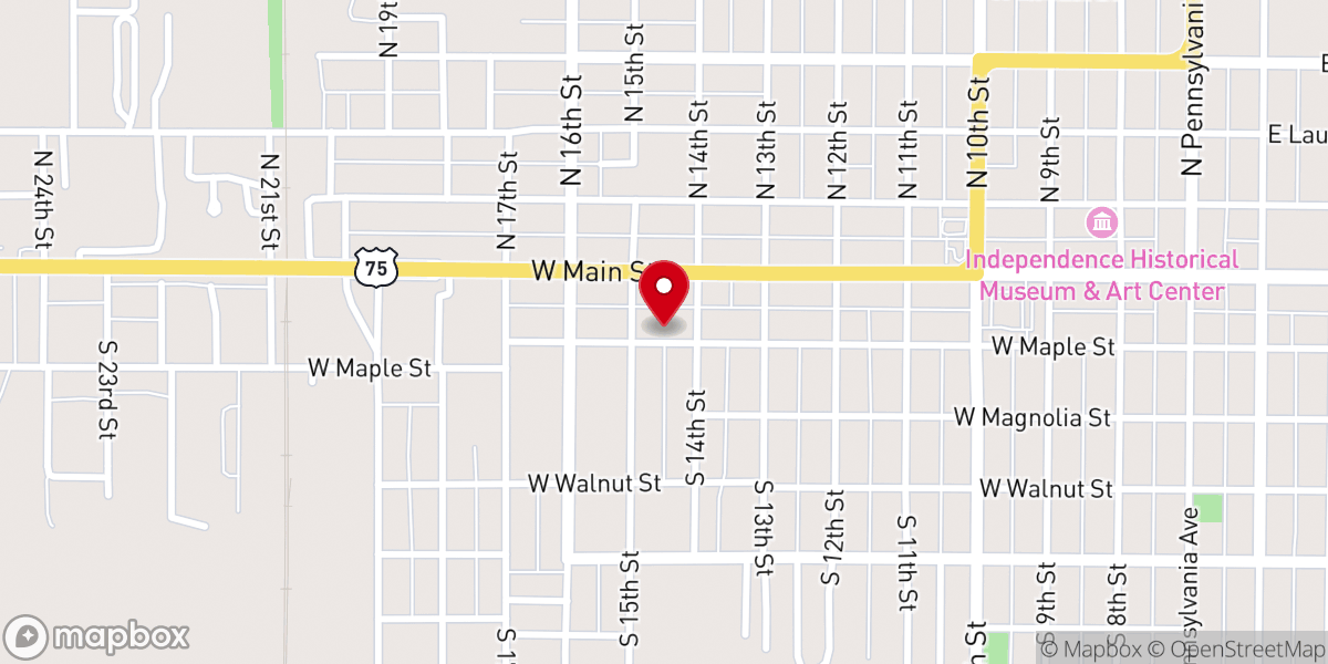 Map showing location of Maple Street Baptist Church