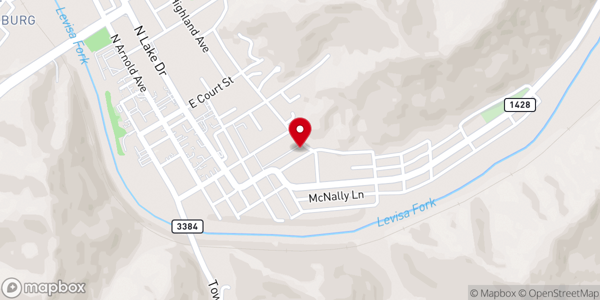 Map showing location of Highland Avenue Free Will Baptist