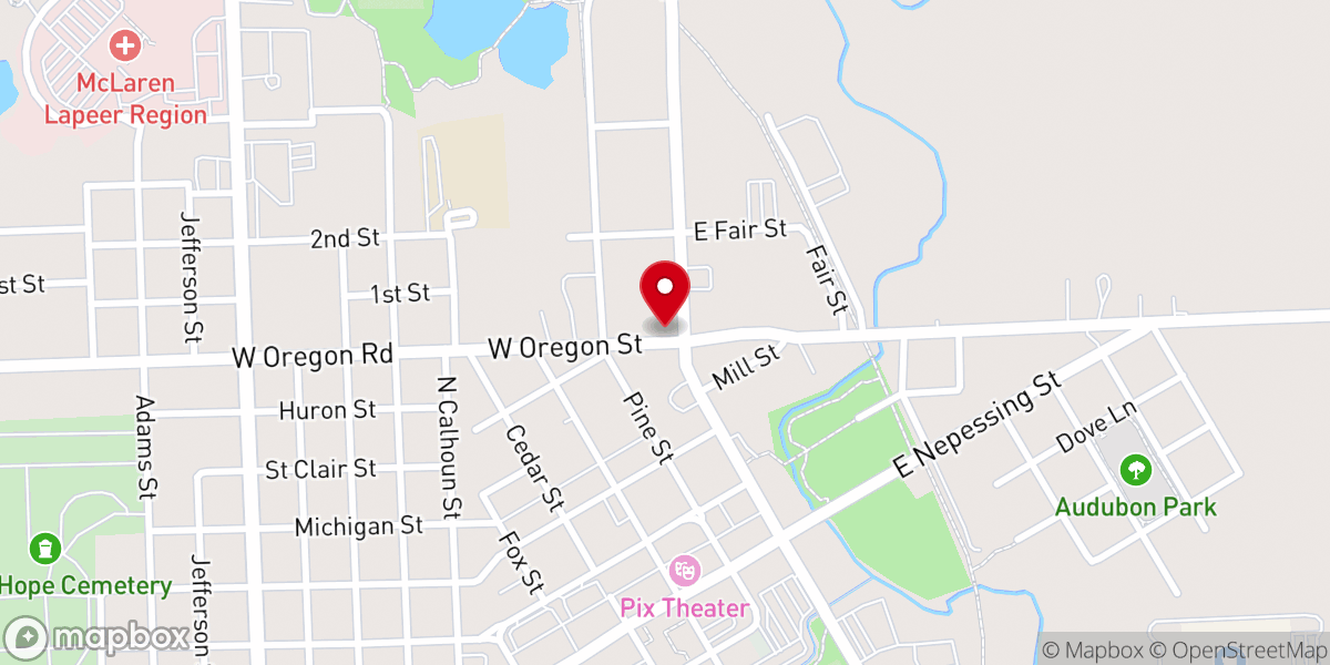 Map showing location of The Refuge Homeless Shelter of Lapeer