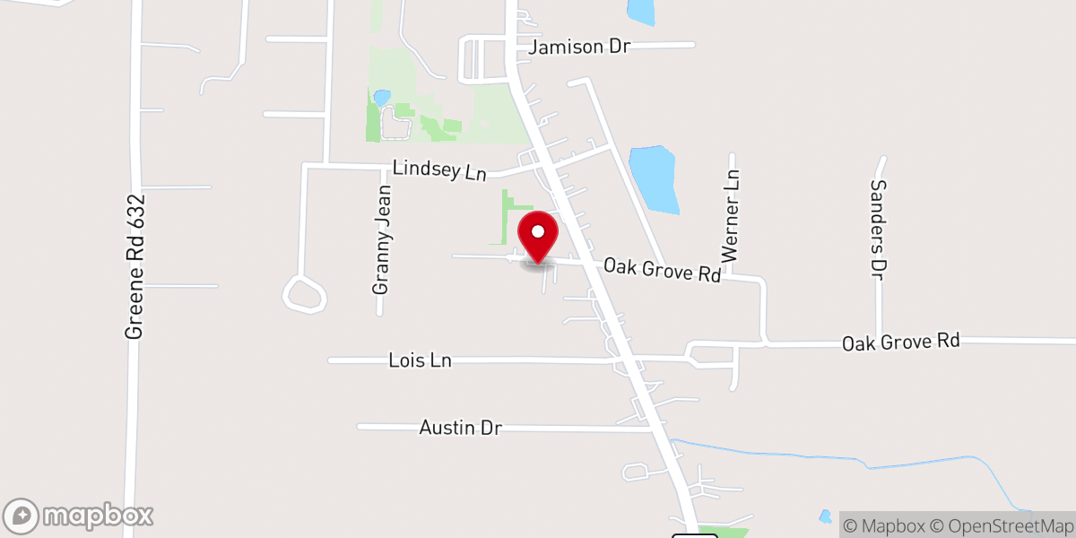 Map showing location of Oak Grove Heights Baptist Church