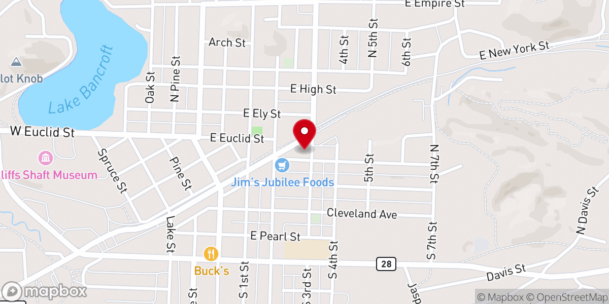 Map showing location of bethel Lutheran Church