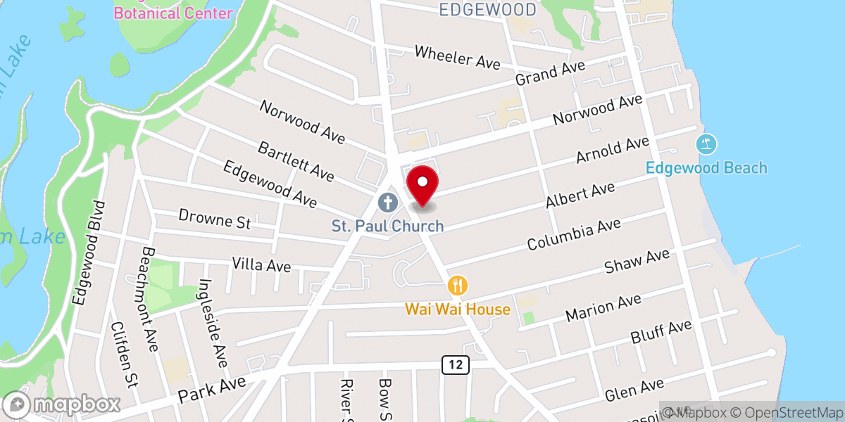 Map showing location of Edgewood Congregational Church
