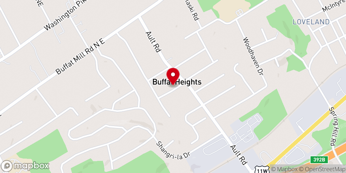 Map showing location of Buffat Heights Baptist Church