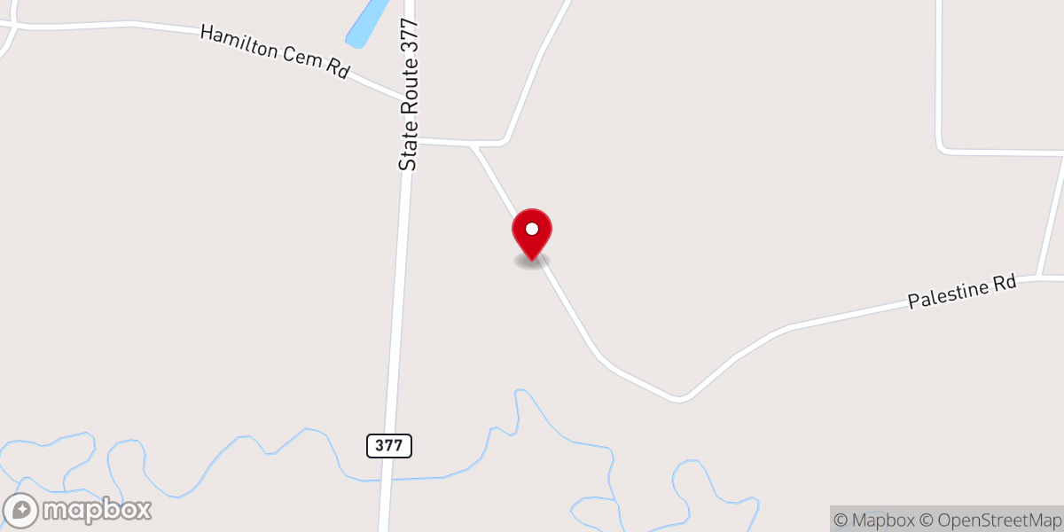 Map showing location of Palestine Baptist Church
