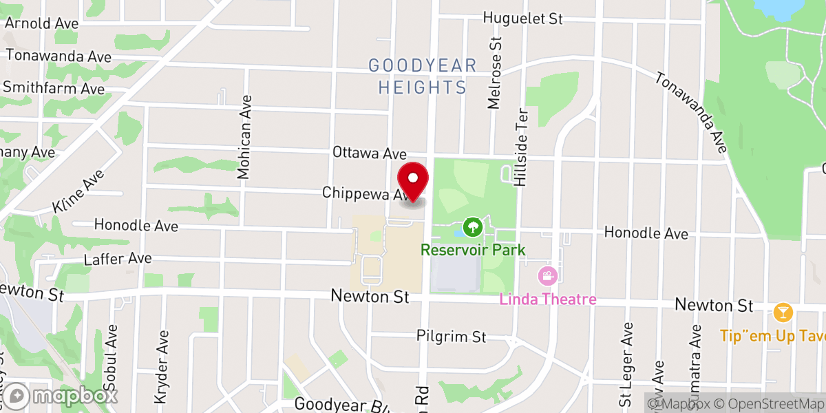 Map showing location of Goodyear Heights Community Church