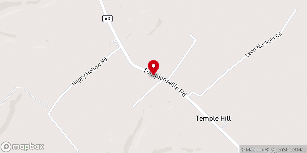 Map showing location of Temple Hill Baptist Church
