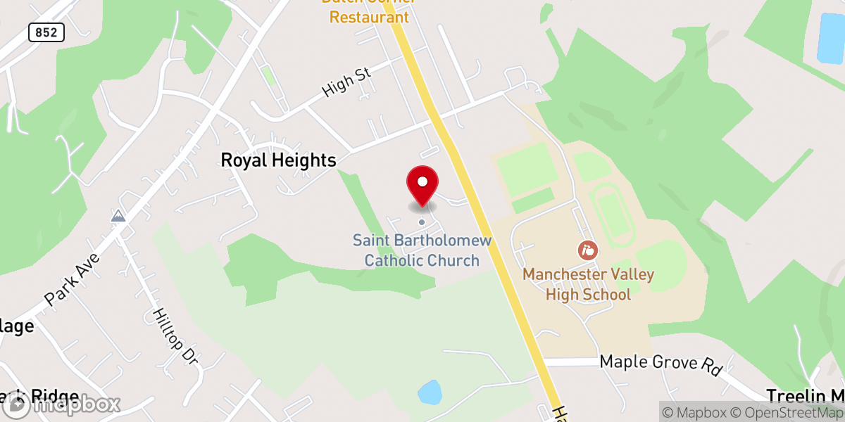 Map showing location of St Bartholomew Church