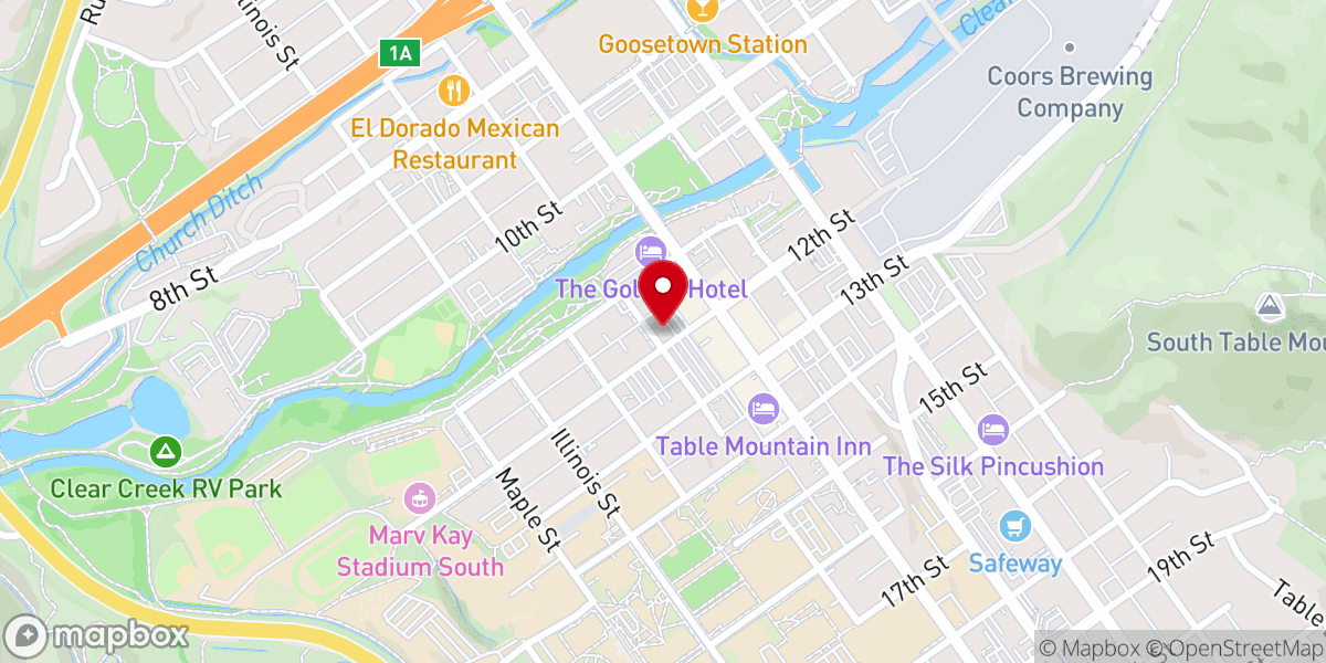 Map showing location of Foothills Art Center - Astor House