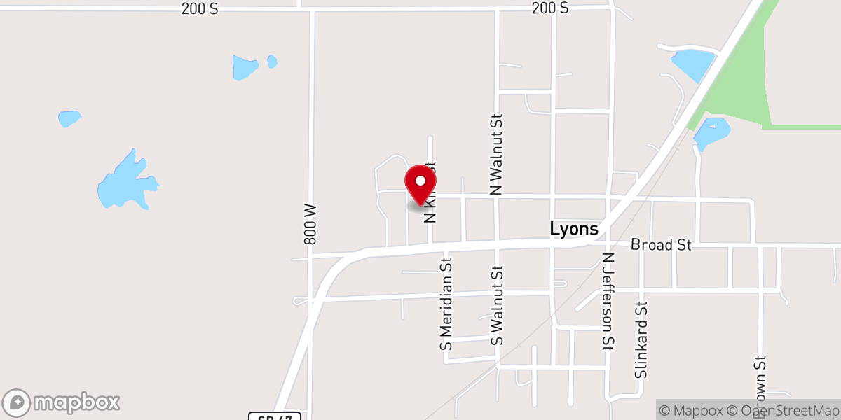 Map showing location of Lyons Community Church