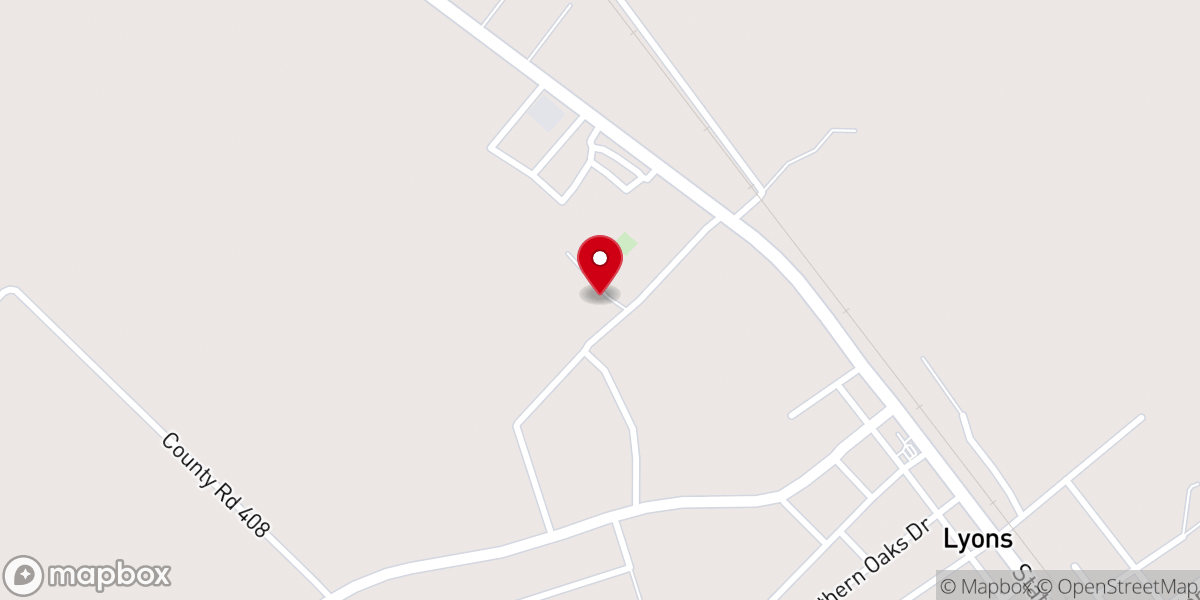 Map showing location of Lyons Evangelical Church