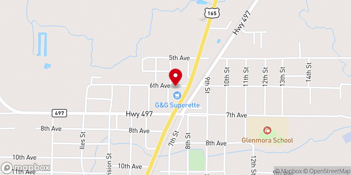 Map showing location of Glenmora First United Pentecostal Church