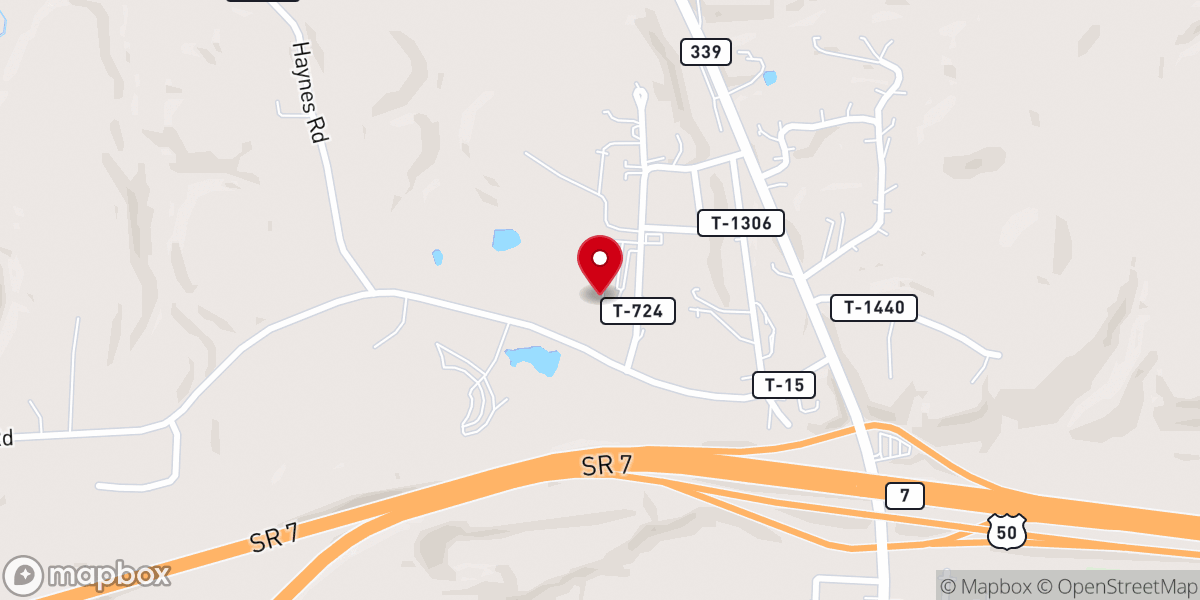 Map showing location of Porterfield Baptist Church