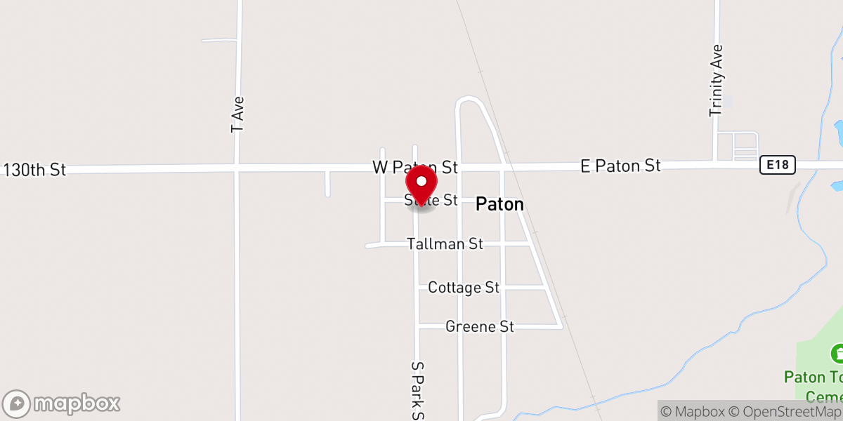 Map showing location of Paton United Methodist Church