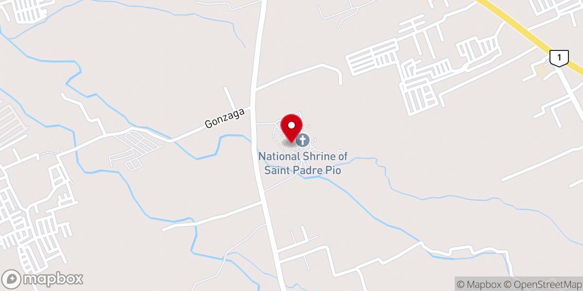 Map showing location of Parish and National Shrine of St. Padre Pio