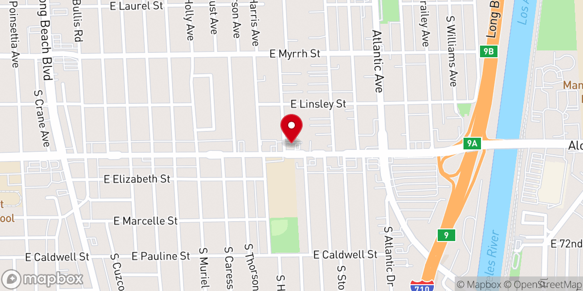 Map showing location of Victory Outreach Compton