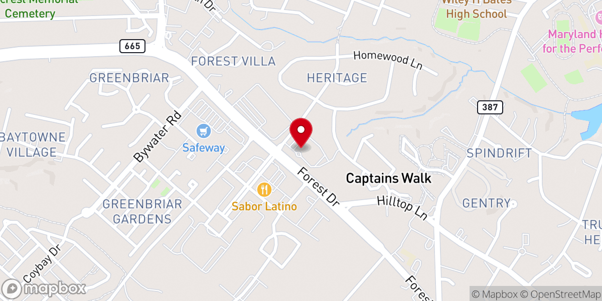 Map showing location of Heritage Baptist Church and Learning Center