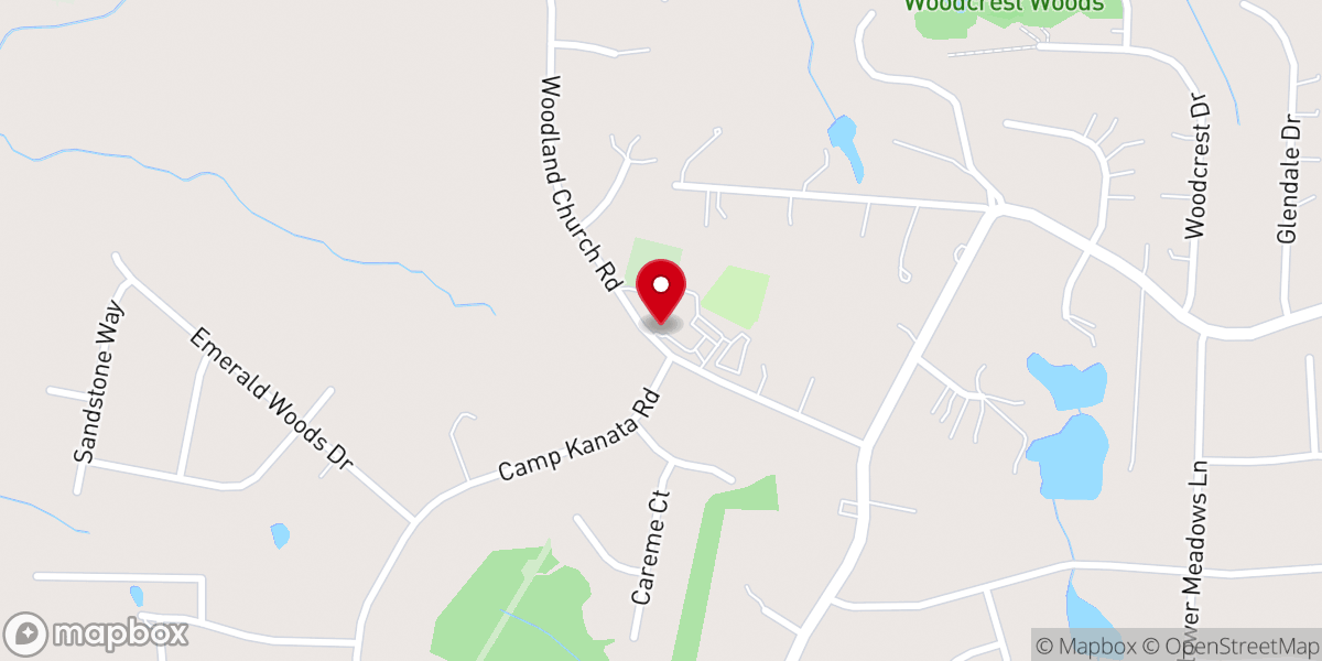 Map showing location of Woodland Baptist Church
