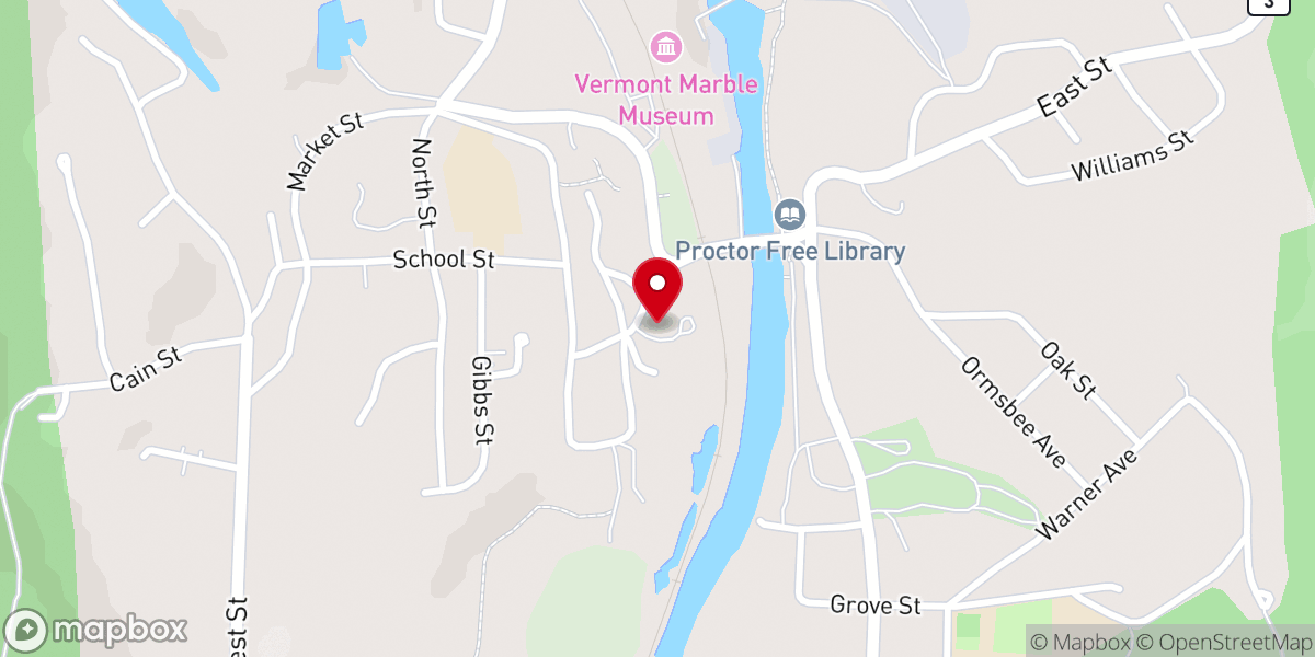 Map showing location of Union Church of Proctor