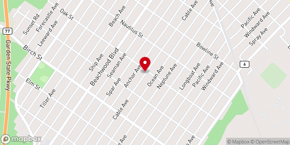 Map showing location of Living Word Baptist Church of Oceancounty Inc