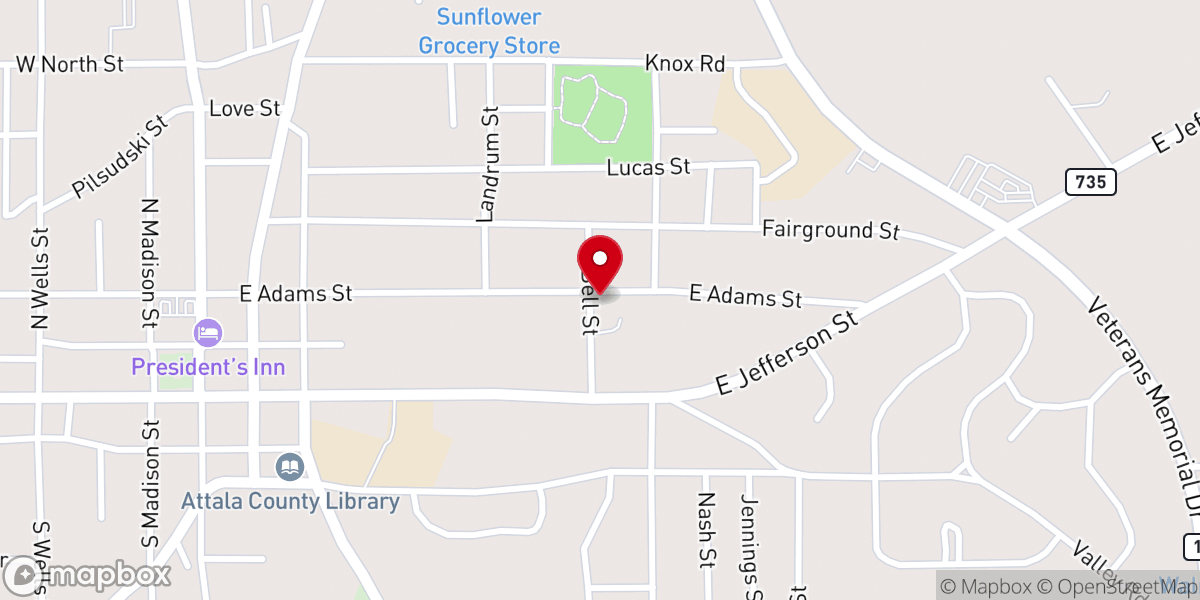 Map showing location of St. Therese's Catholic Church