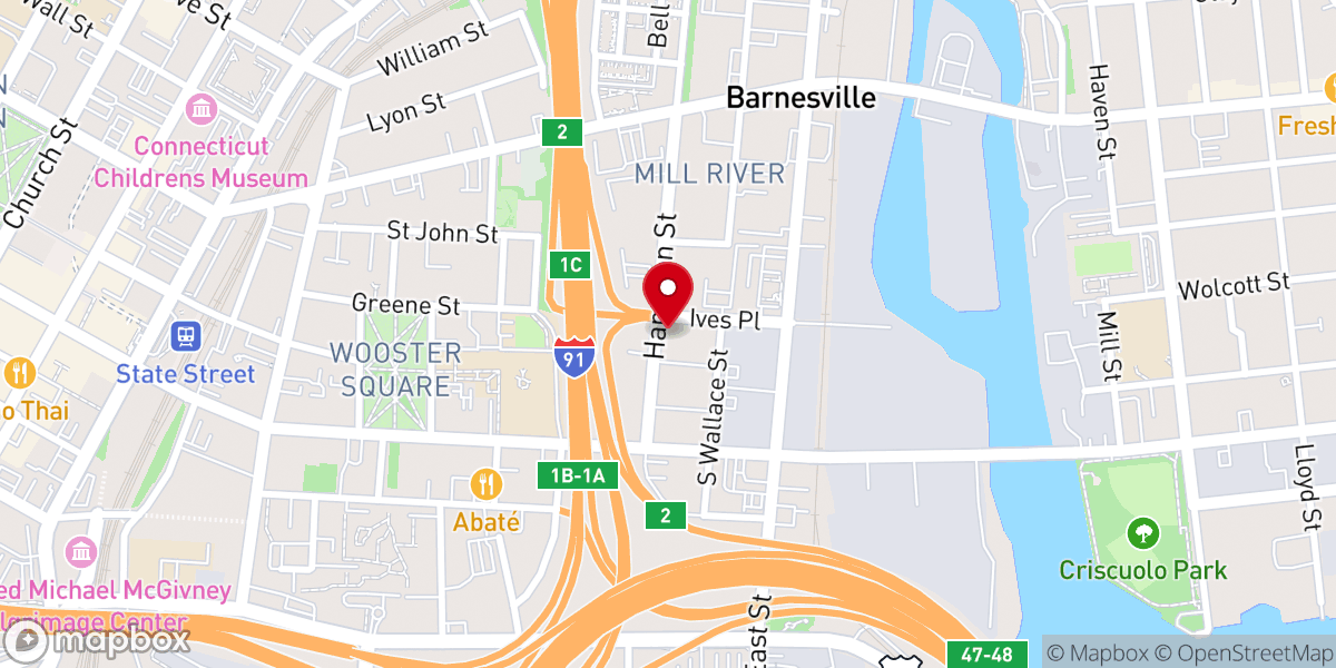 Map showing location of Church On the Rock - New Haven