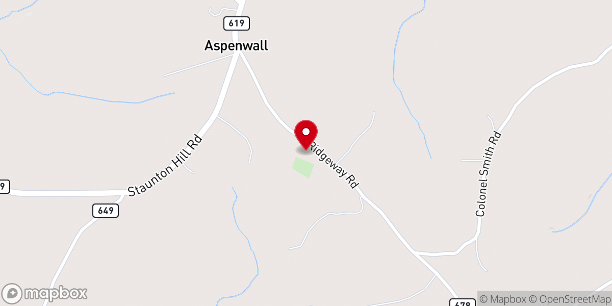 Map showing location of Roanoke Presbyterian Church