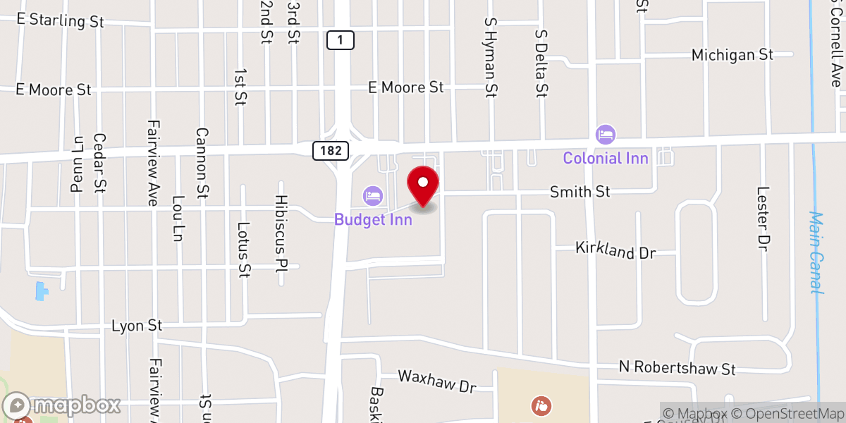 Map showing location of Grace Tabernacle Covenant Church, 1437 Highway 82 East, Greenville, MS