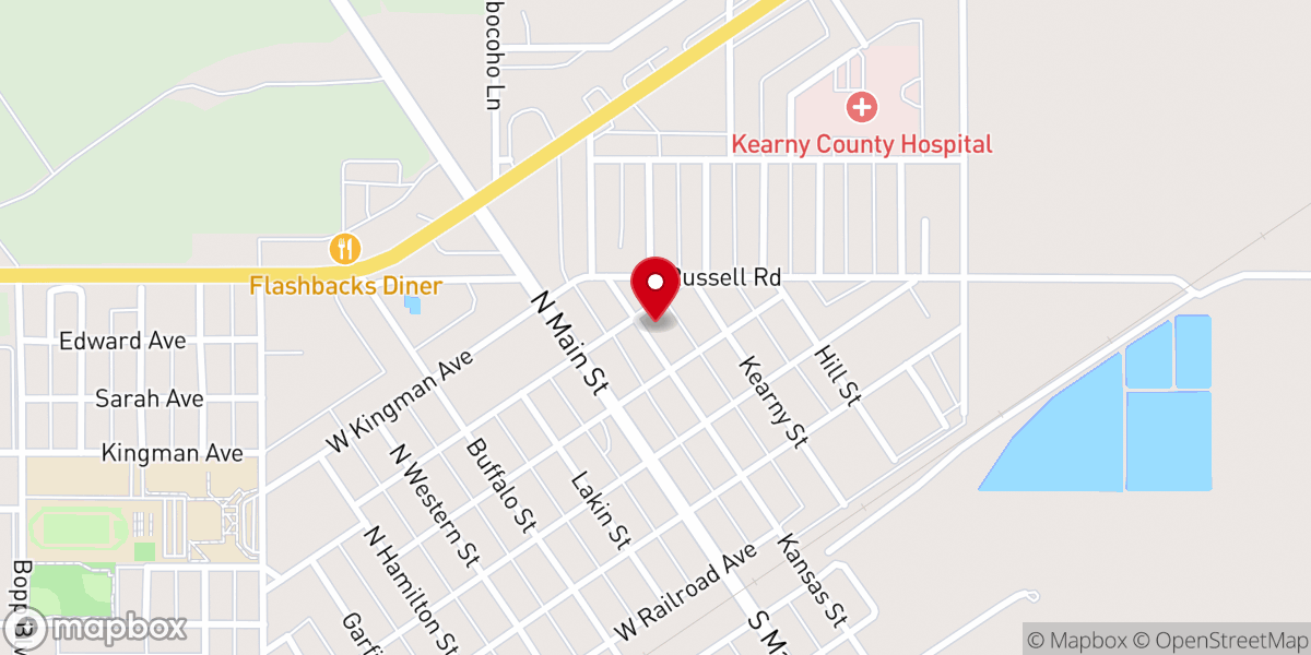 Map showing location of Lakin Methodist Church