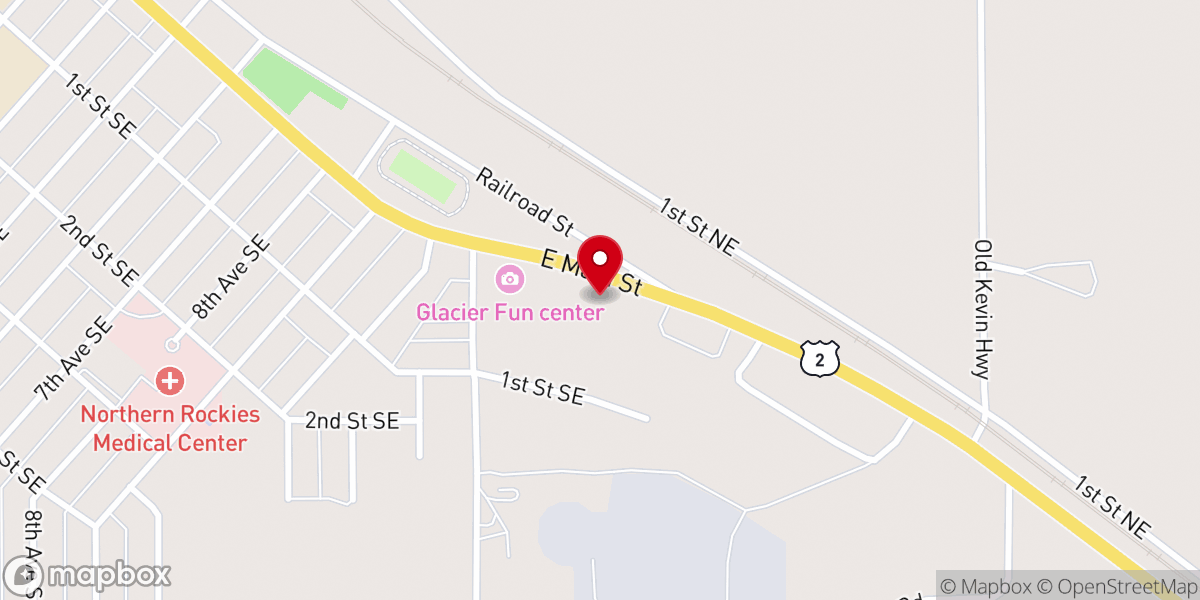 Map showing location of Glacier Gateway Plaza
