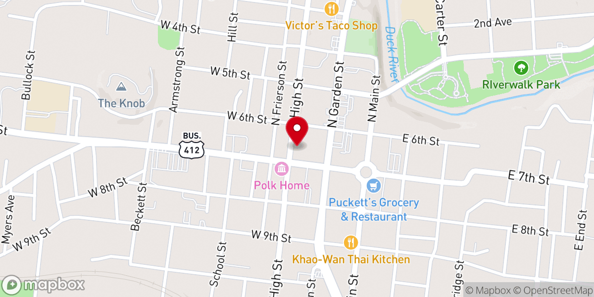 Map showing location of First Baptist Church of Columbia