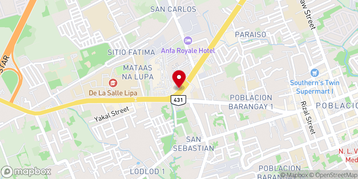 Map showing location of Jesus For The World Christian Fellowship Lipa