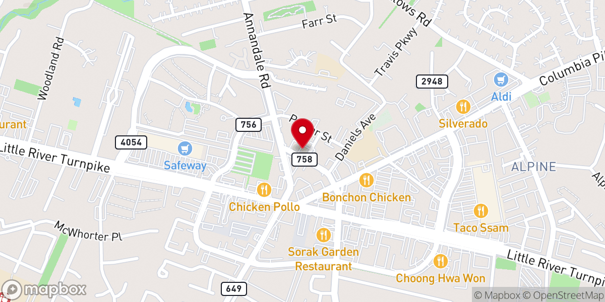 Map showing location of 가나안 선교 교회 Canaan Mission Church, VA