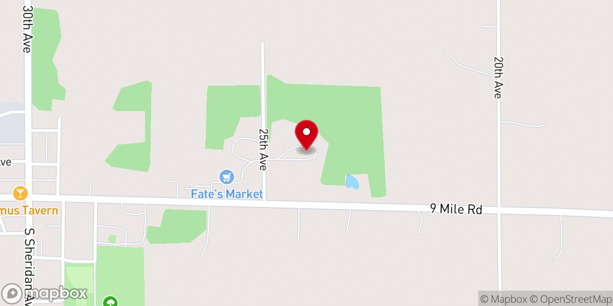 Map showing location of Chippewa Hills Baptist Church