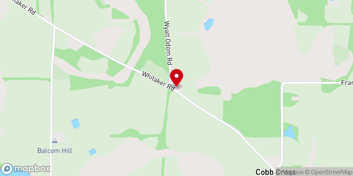 Map showing location of Pleasant Grove Church