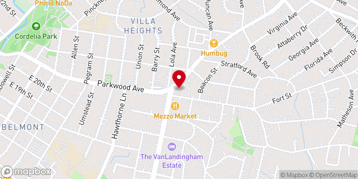 Map showing location of Plaza Presbyterian Church