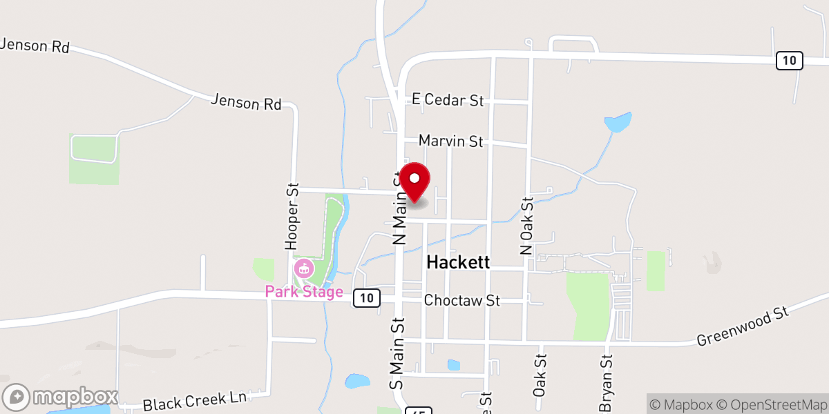 Map showing location of Hackett United Methodist Church