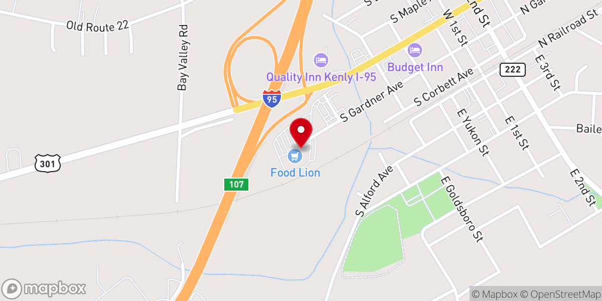 Map showing location of ABC Store - S. Church Street Kenly