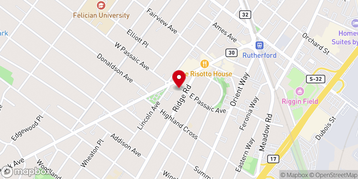 Map showing location of Rutherford Congregational Church