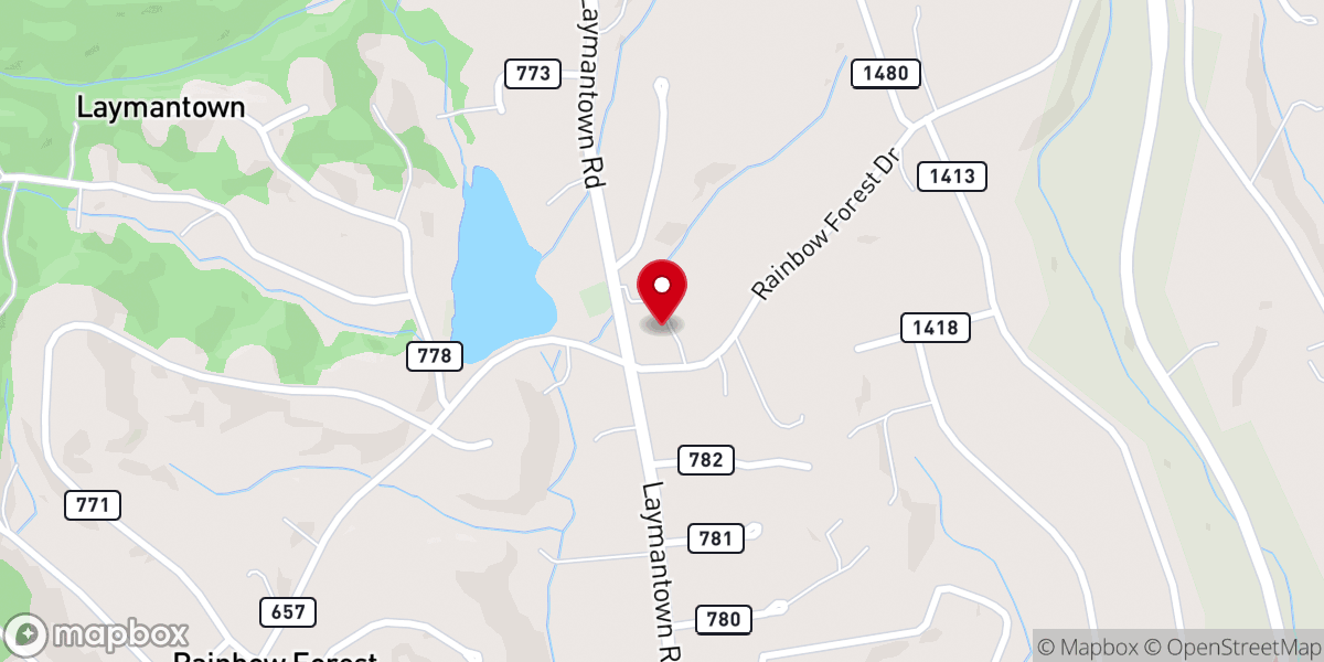 Map showing location of Rainbow Forest Baptist Church