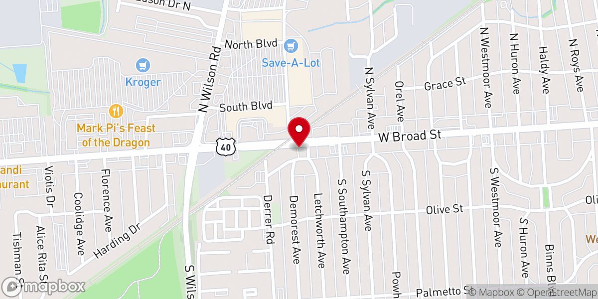 Map showing location of West Broad Street Church of Christ